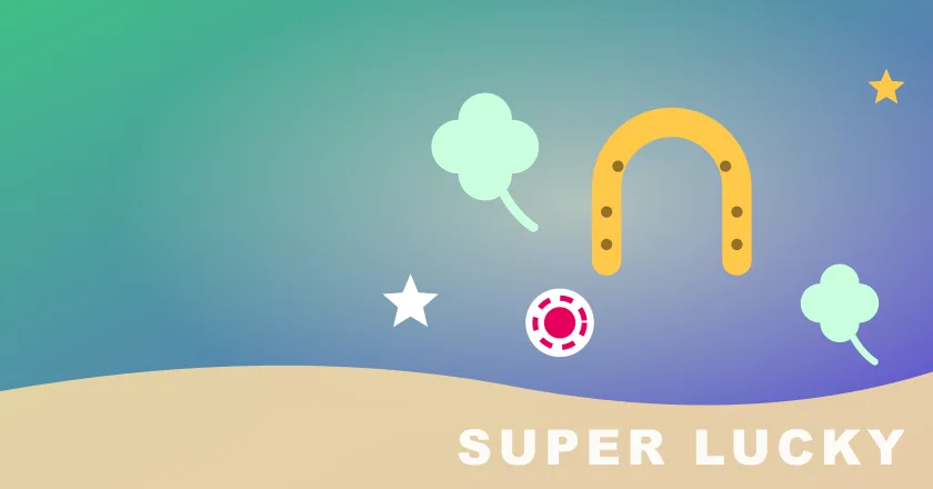 Super Lucky Casino – banner cu potcoavă, trifoi și fise de cazino